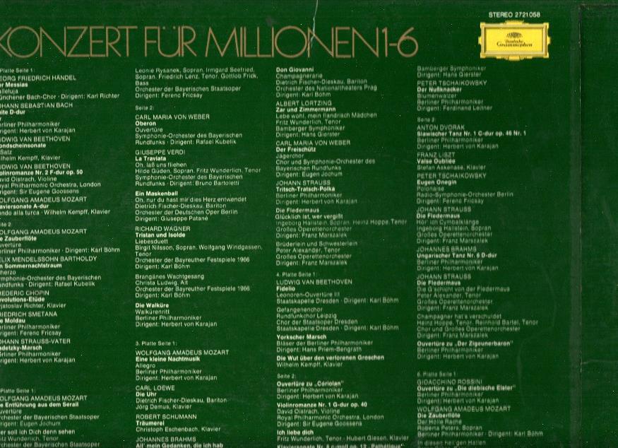 Disco/Vinilo-LP: KONZERT FUR MILLIONEN 1-6 (6 VINILOS Deutsche Gramophon) 