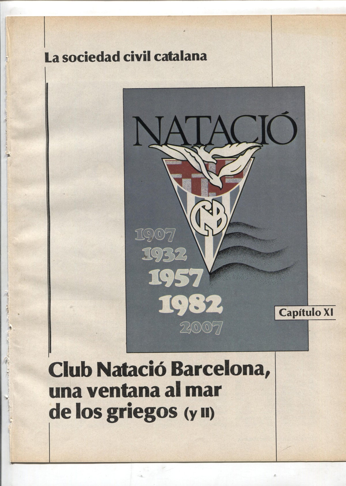 La Vanguardia: La sociedad civil catalana fasciculo 11: Club Natacio Barcelona, una ventana al mar de los griegos  (II)