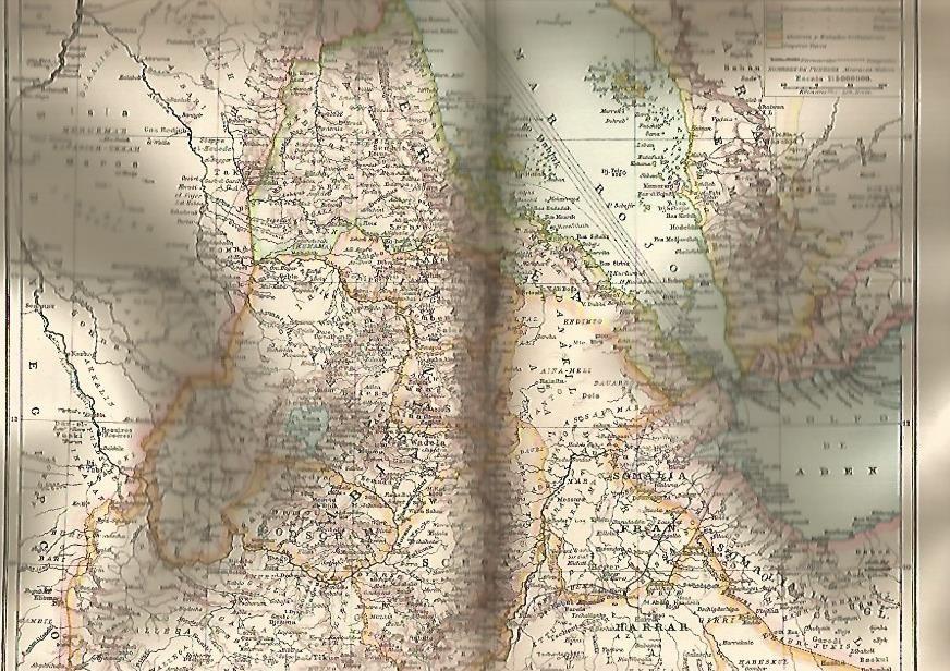 LAMINA De ESPASA 0018: Mapa de Abisinia eritrea y Arabia Meridional