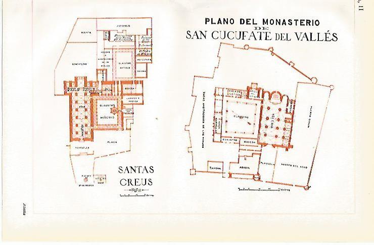 LAMINA De ESPASA 0029: Plano del Monasterio de Sant Cugat del Valles