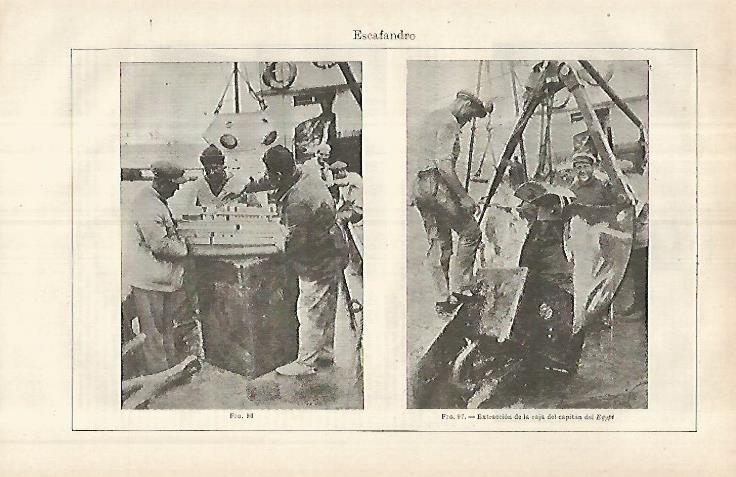 LAMINA ESPASA 29671: Extraccion de la caja del capitan del Egypt