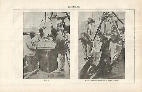 LAMINA ESPASA 29671: Extraccion de la caja del capitan del Egypt