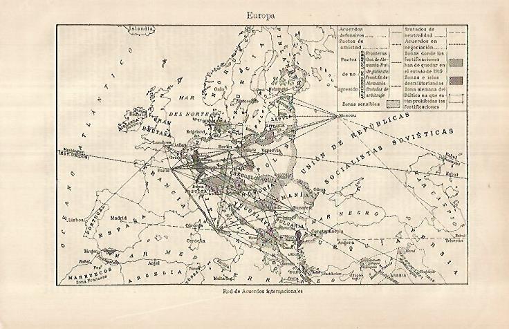 LAMINA ESPASA 29691: Mapa de Europa de la red de Acuerdos Internacionales