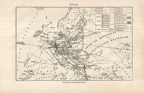 LAMINA ESPASA 29691: Mapa de Europa de la red de Acuerdos Internacionales