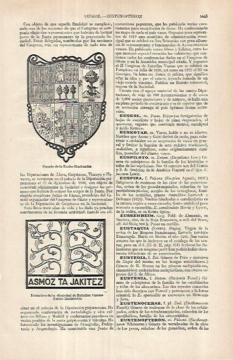 LAMINA ESPASA 29692: Escudo de la Eusko-Ikaskuntza