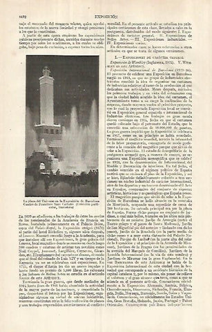 LAMINA ESPASA 29695: Plaza del Universo en la Exposicion de Barcelona por F. Sans