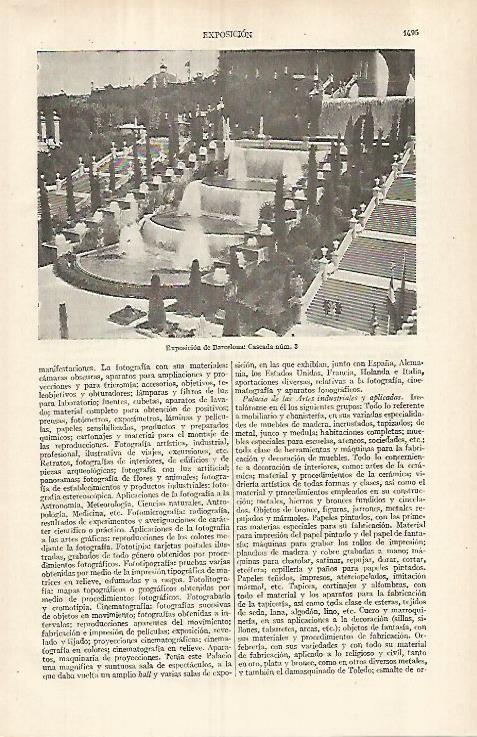 LAMINA ESPASA 29697: Cascada de la Exposicion de Barcelona