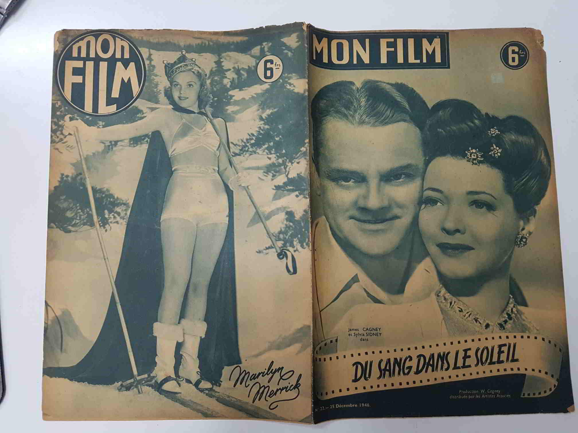 Revista: Mon Film num 022, decembre 1946 - Du sang Dans le Soleil. Portada: James Cagney et Sylvia Sidney 