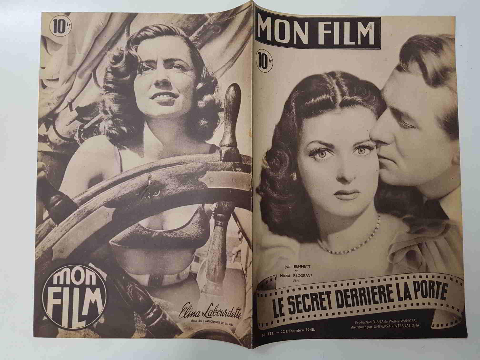 Revista: Mon Film num 122, Decembre 1948 - Le secret derriere la porte. Portada: Joan Bennet et Michael Redgrave 