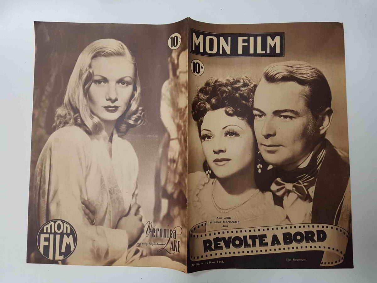 Revista: Mon Film num 082, Mars 1948 - Revolte a bord. Portada: Alan Ladd, Esther Fernandez