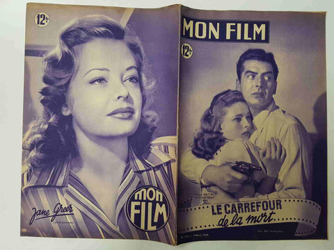 Revista: Mon Film num 133, Mars 1949 - Le carrefour de la mort. Portada: Victor Mature et Coleen Gray