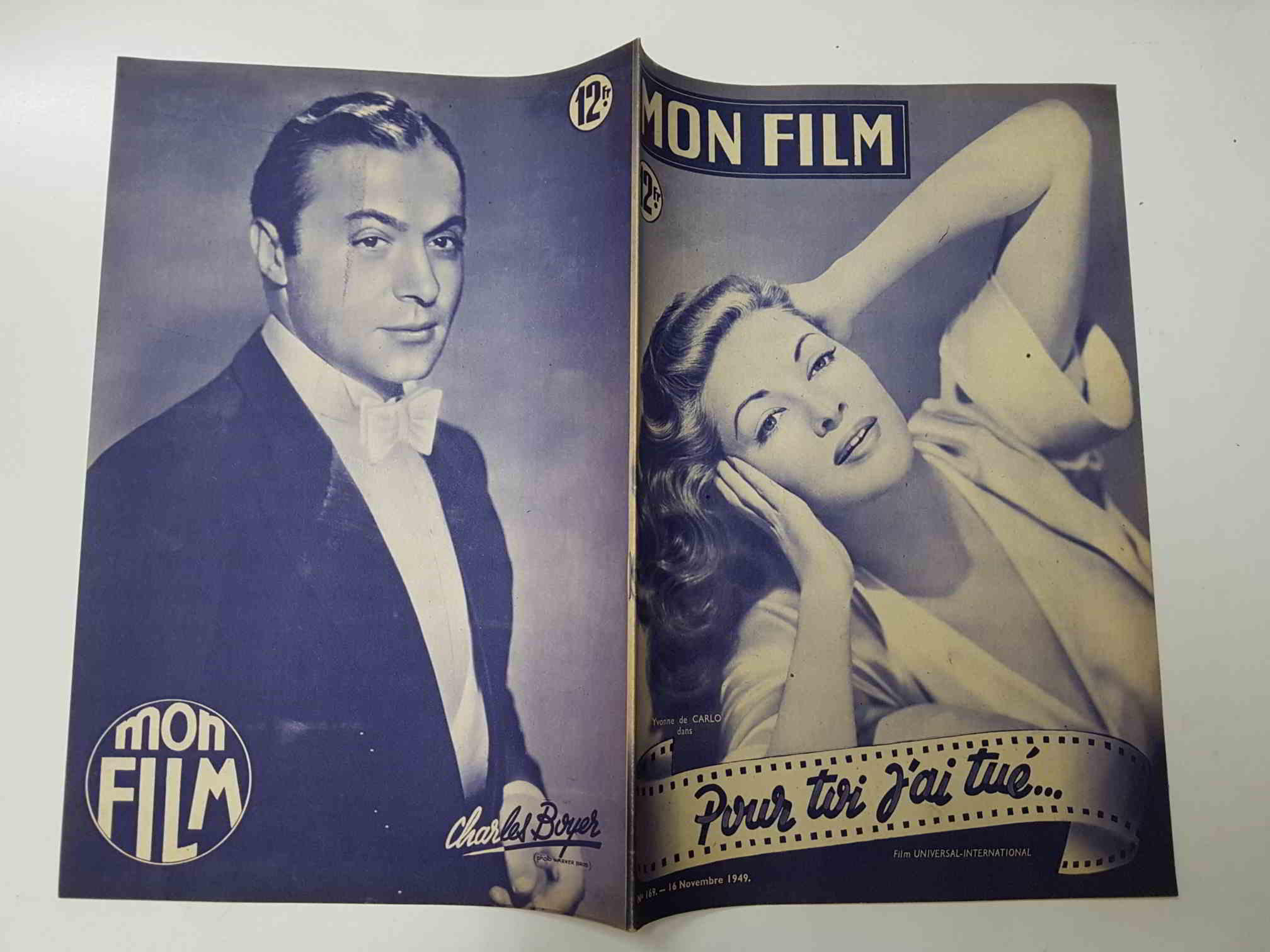 Revista: Mon Film num 169, novembre 1949 - Pour toi jai tue. Portada: Yvonne de Carlo