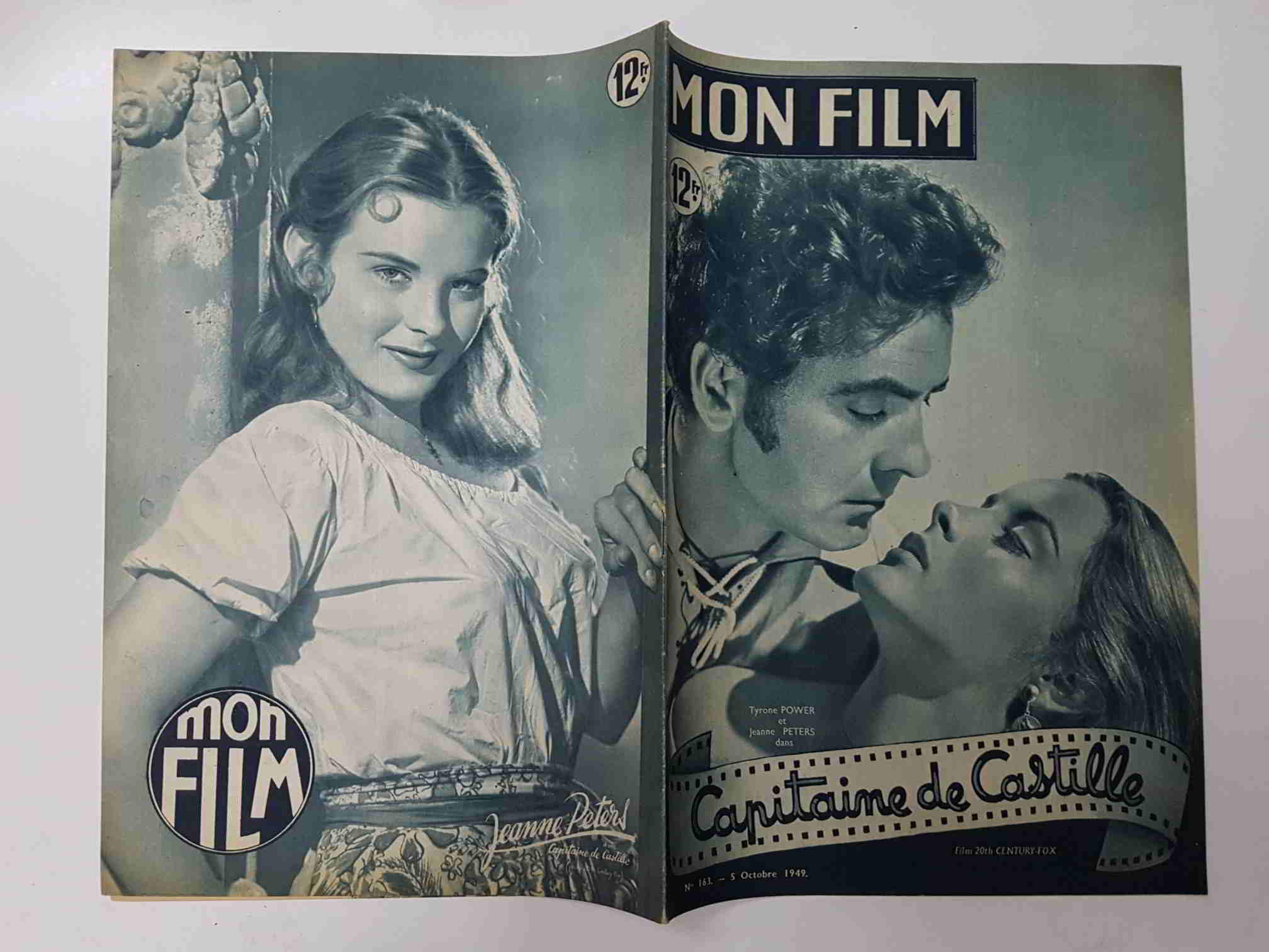 Revista: Mon Film num 163, octobre 1949 - Capitaine de Castille. Portada: Tyrone Poweret Jeanne Peters