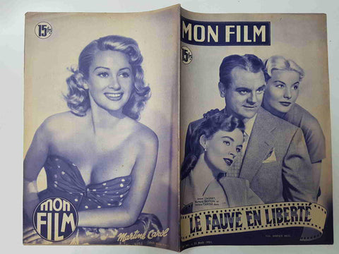 Revista: Mon Film num 261, aout 1951 - Le fauve en liberte. Portada: James Cagney, Barbara Payton et Helena Carter