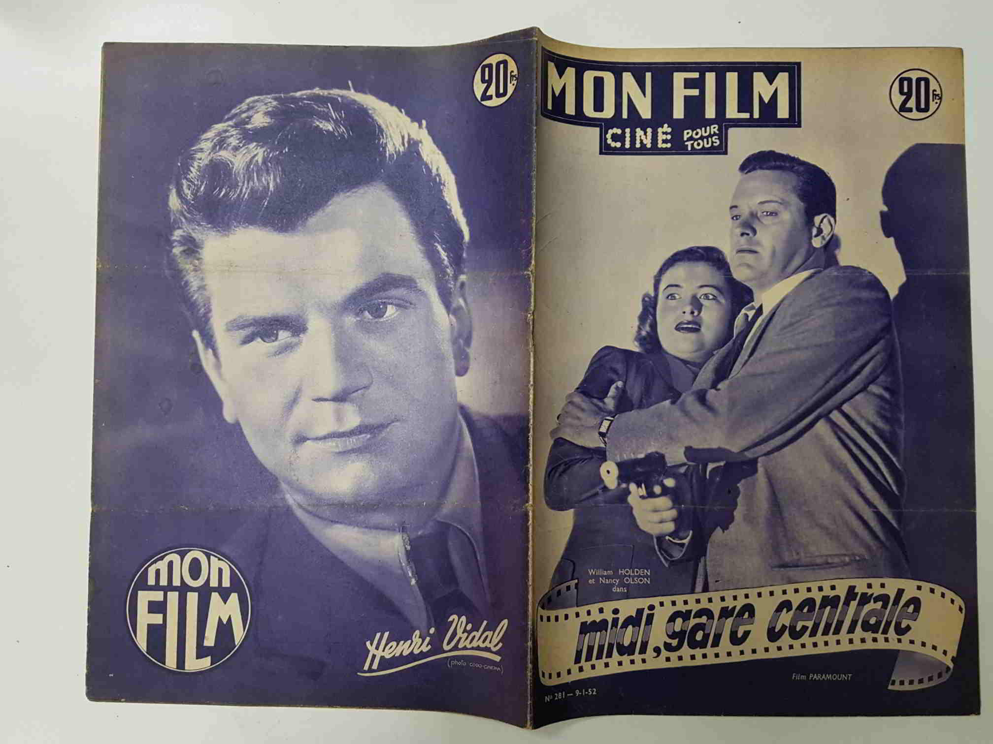 Revista: Mon Film num 281, 9/1/52 - Midi gare centrale. Portada: William Holden et Nancy Olson