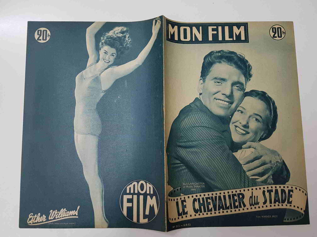 Revista: Mon Film num 311, 06/08/52 -Le chevalier du stade. Portada: Burt Lancaster et Phyllis Thaxter 