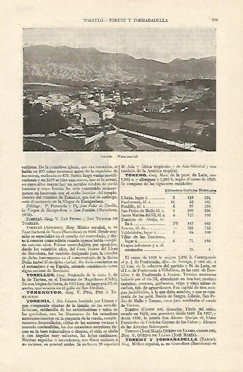 LAMINA ESPASA 1318: Vista parcial de Torello Barcelona