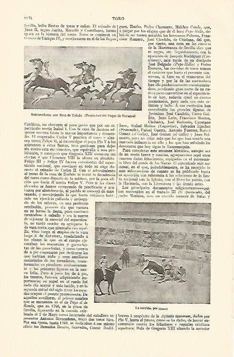 LAMINA ESPASA 1341: Rejoneadores obra de Juan de Toledo
