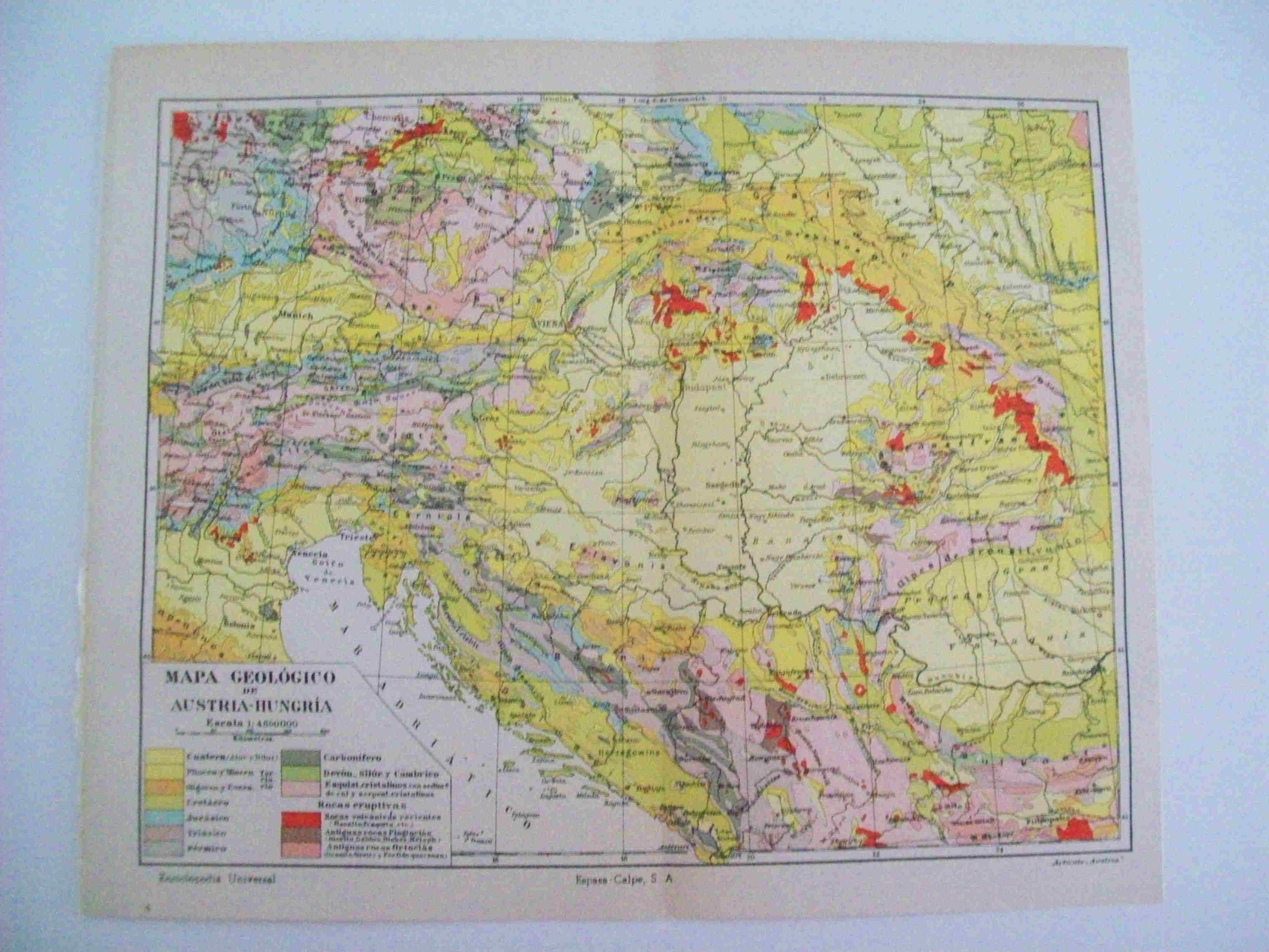 LAMINA ESPASA 13002: Mapa geologico de Austria-Hungria