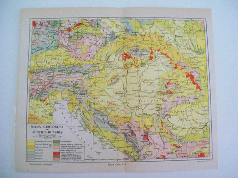 LAMINA ESPASA 13002: Mapa geologico de Austria-Hungria