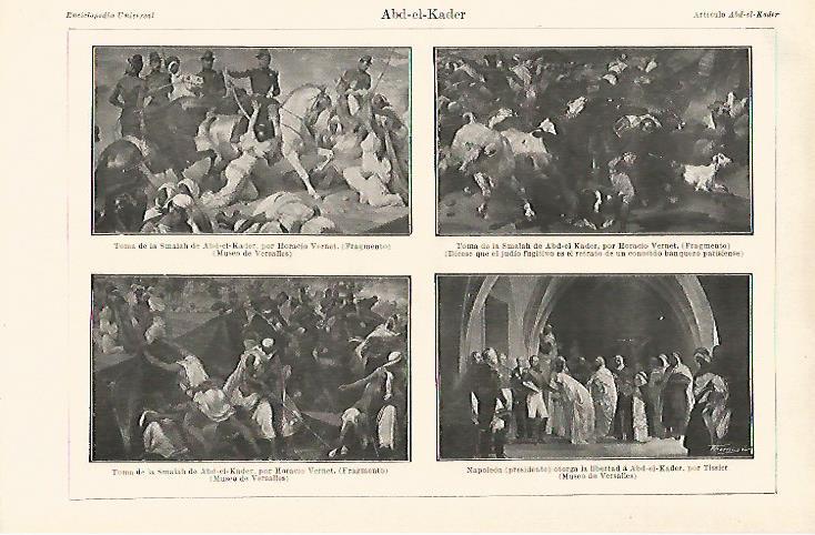 LAMINA ESPASA 13132: Obras de H. Vernet sobre Abd-el-Kader