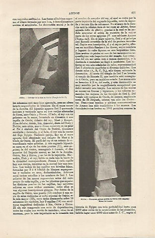 LAMINA ESPASA 13155: Corredor de la Sala de Osiris en Abidos Egipto