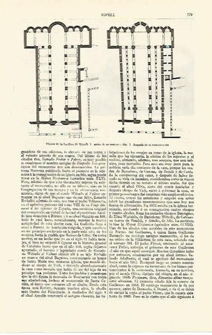 LAMINA ESPASA 13666: Plano de la basilica de Ripoll Barcelona