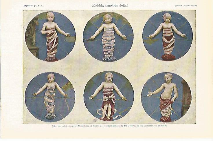 LAMINA ESPASA 13684: Niños en pañales fajados por Amdes della Robbia