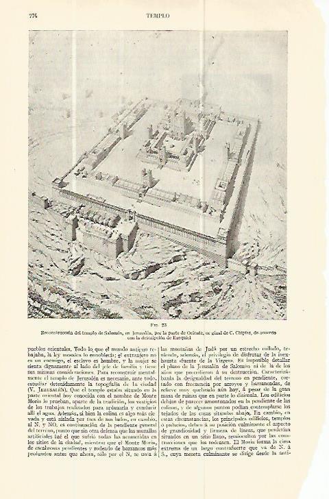 LAMINA ESPASA 13783: Reconstruccion del Templo de Salomon por C. Chipiez