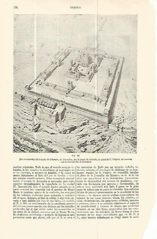 LAMINA ESPASA 13783: Reconstruccion del Templo de Salomon por C. Chipiez