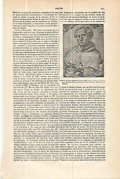 LAMINA ESPASA 13926: Retrato de Colon publicado en 1596