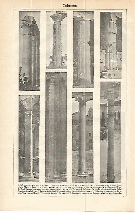 LAMINA ESPASA 13964: Tipos de columnas