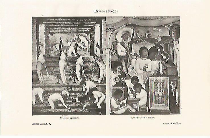 LAMINA ESPASA 13992: Trapiche azucarero y Electrificacion y cultura por D. Rivera