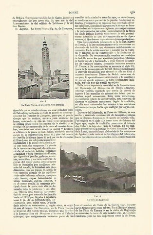 LAMINA ESPASA 1352: Torre Nueva Zaragoza hoy desaparecida