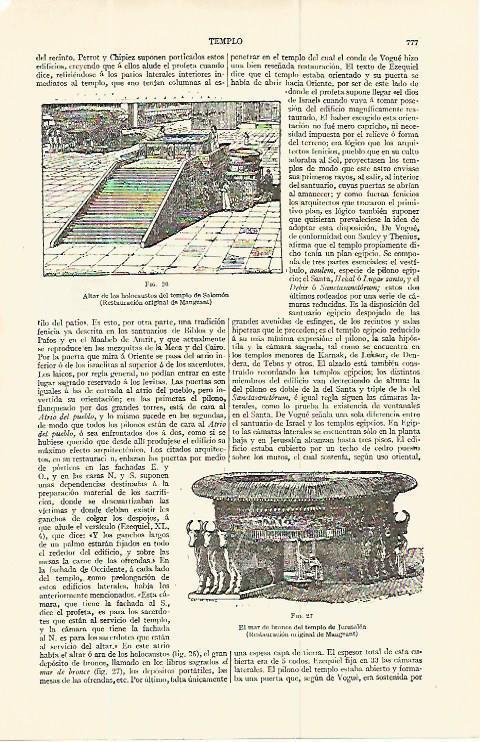 LAMINA ESPASA 13785: Altar del Templo de Salomon segun Mangeant