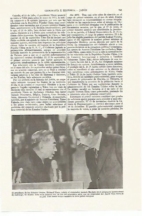 LAMINA ESPASA 13423: Nixon saluda al emperador de Japon