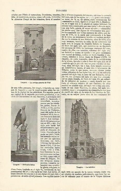 LAMINA ESPASA 1305: Vistas de Tongres Belgica