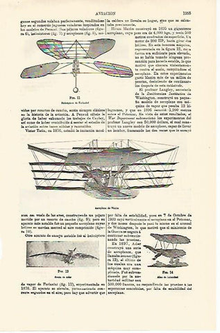 LAMINA ESPASA 13039: Helicoptero de Forianini y Aeroplano de Maxim