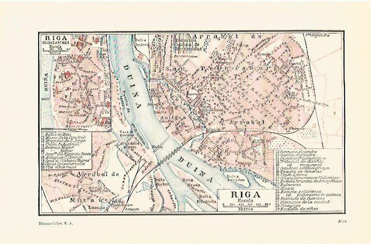 LAMINA ESPASA 13627: Plano de Riga Letonia