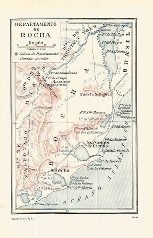 LAMINA ESPASA 13714: Mapa del departamento de Rocha