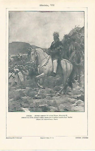 LAMINA ESPASA 13168: Retrato ecuestre de Menelick II