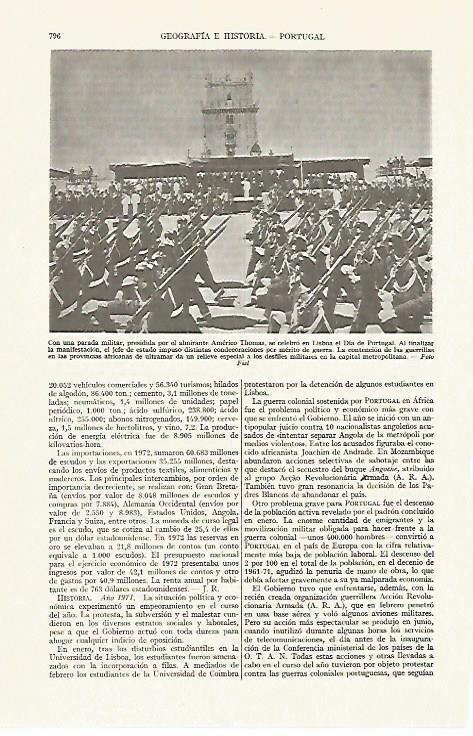 LAMINA ESPASA 13436: Americo Thomas presidiendo un desfile militar en Lisboa