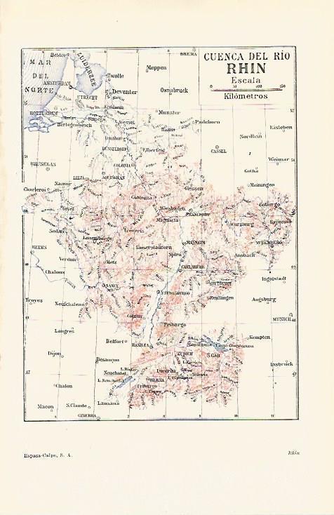 LAMINA ESPASA 13573: Mapa de la cuenca del rio Rhin