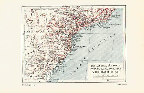 LAMINA ESPASA 13642: Mapa de Rio de Janeiro Parana Santa Catharina en Brasil