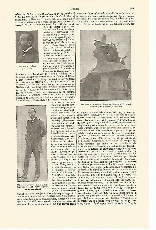 LAMINA ESPASA 13688: Monumento al doctor Robert en Barcelona