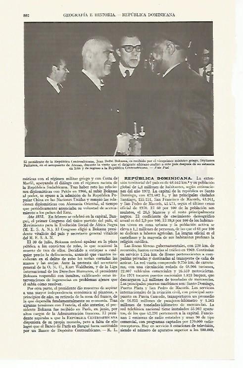 LAMINA ESPASA 13439: Jean Bedel Bokassa presidente de la Republica Centroafricana