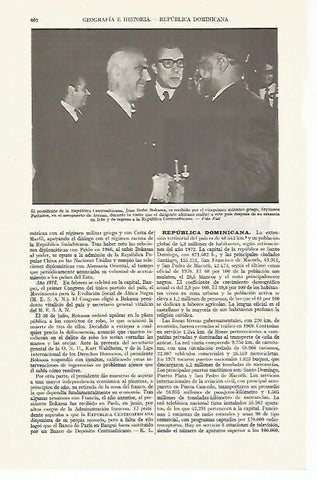 LAMINA ESPASA 13439: Jean Bedel Bokassa presidente de la Republica Centroafricana