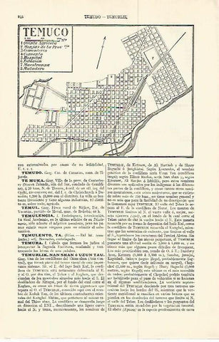 LAMINA ESPASA 13808: Plano de Temuco Chile