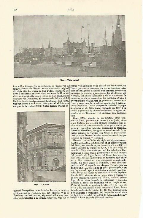 LAMINA ESPASA 13628: Vistas de Riga Letonia