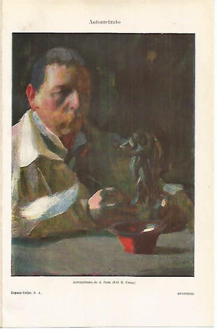 LAMINA ESPASA 13013: Autorretrato por A. Zorn